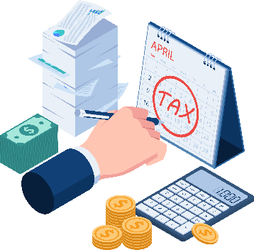 Isometric Businessman Hand Marking Tax Sign On Calendar